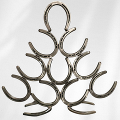 Horseshoe Christmas Tree Sculpture – Handmade Metal Holiday Decor – Modern Horseshoe Tree Centerpiece – Steel Farmhouse Christmas Art