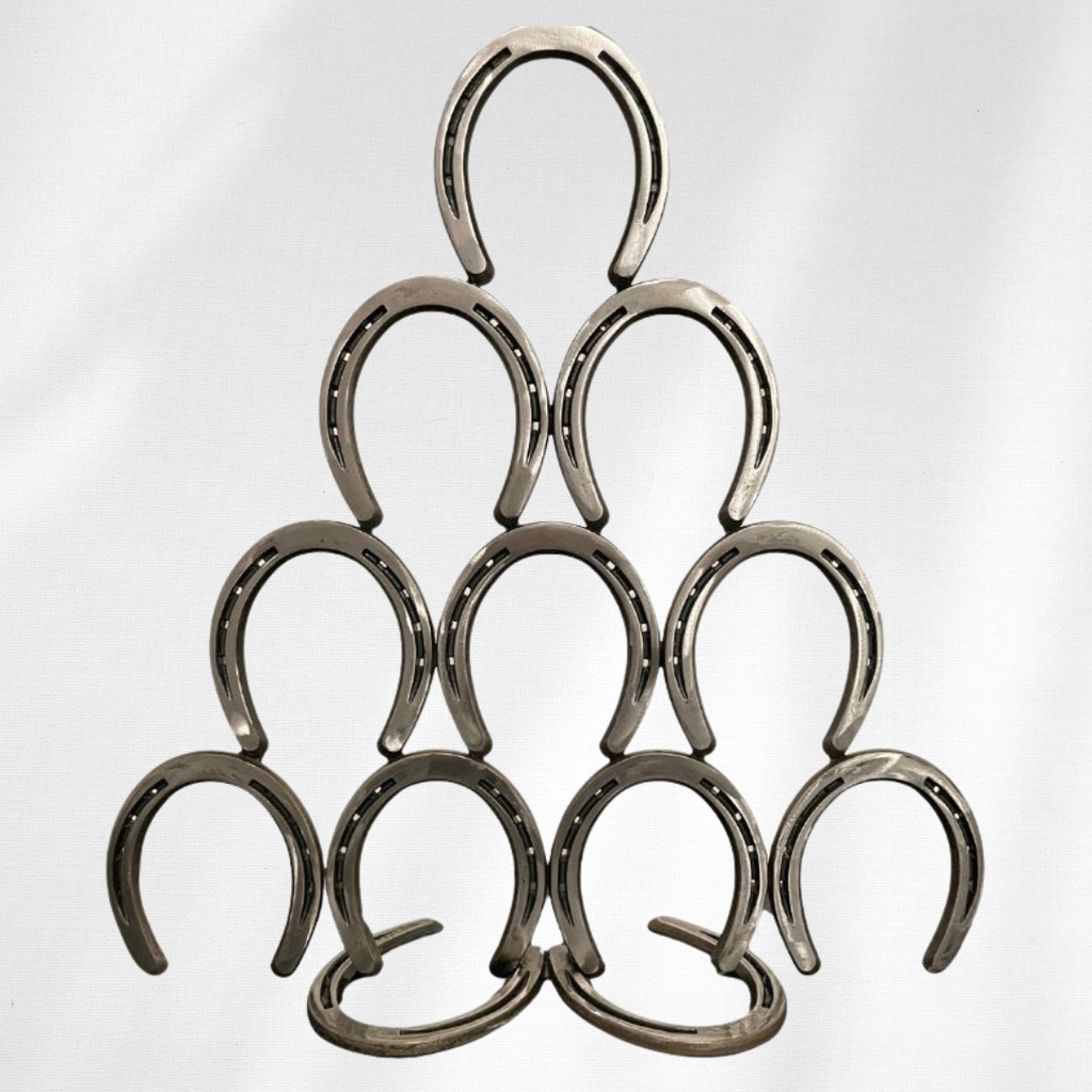 Horseshoe Christmas Tree – Handmade Metal Holiday Tree – Rustic Steel Horseshoe Decor – Farmhouse Winter Centerpiece