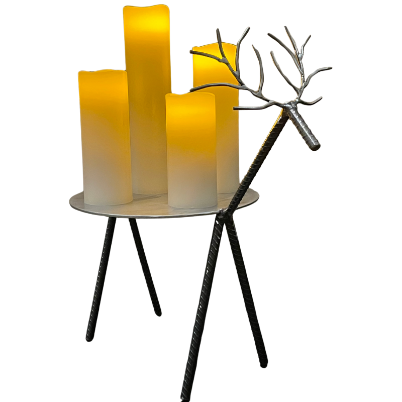 Metal Reindeer Stand – Functional Christmas Decor – Handmade Steel Reindeer Plant Stand & Holiday Display Table – Indoor/Outdoor Festive Accent