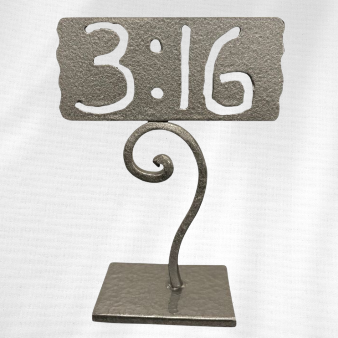 Bible Verse Sculpture – 3:16 – Handmade Christian Metal Art