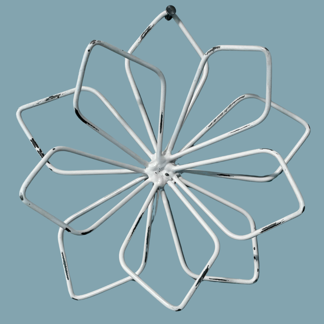 Distressed White Steel Water Lily Sculpture – 3D Handcrafted Metal Flower Art – Artfully Shaped by Hand | Tabletop, Shelf, or Wall-Hanging Décor | Gift for Garden & Flower Lovers