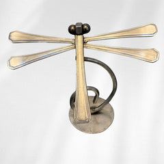 Upcycled Metal Dragonfly Sculpture – Handcrafted Welded Silverware Art for Tabletop, Bookshelf, Desk Décor, Reclaimed Cutlery Home Décor, Handmade in Indiana, #6