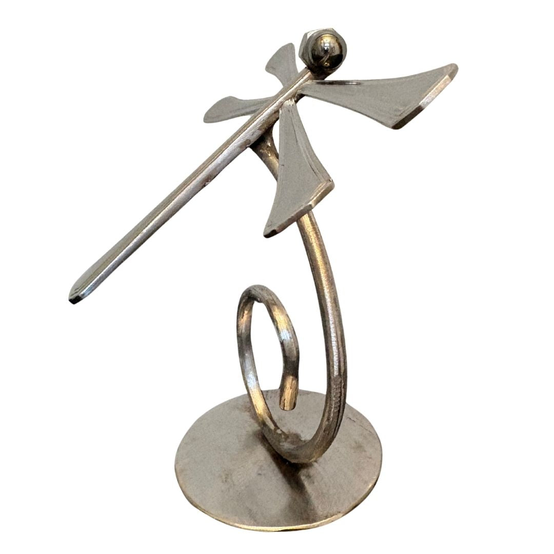 Upcycled Metal Dragonfly Sculpture – Handcrafted Welded Silverware Art for Tabletop, Bookshelf, Desk Décor, Reclaimed Cutlery Home Décor, Handmade in Indiana, #6