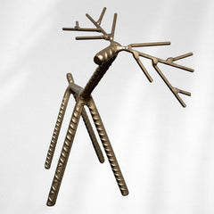 Painted Rebar Reindeer Metal Art Sculpture – Handmade Christmas Tabletop Decor – Industrial Holiday Centerpiece – Metal & Manna Rebar Reindeer Gold #1