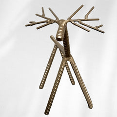 Painted Rebar Reindeer Metal Art Sculpture – Handmade Christmas Tabletop Decor – Industrial Holiday Centerpiece – Metal & Manna Rebar Reindeer Gold #2