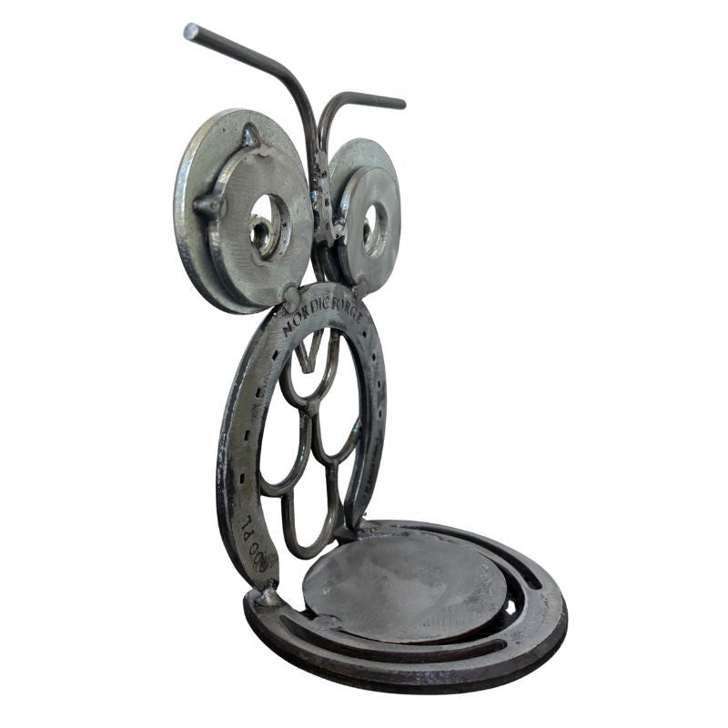 Horseshoe Owl Metal Art – Candle Holder, Plant Stand, or Doorstop – Handmade Steel Owl Decor - 4