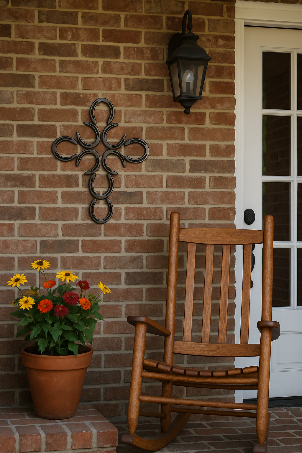 Horseshoe Cross Wall Art – Handmade Metal Cross Decor – Rustic Farmhouse Christian Wall Hanging – Faith-Inspired Steel Horseshoe Home Decor