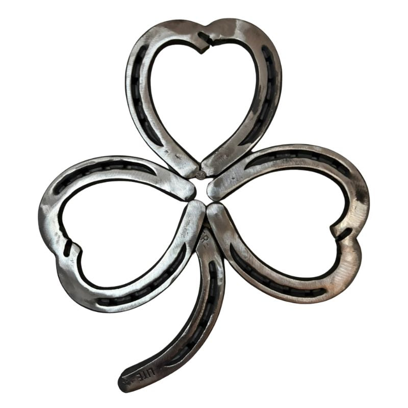 Horseshoe Shamrock Wall Art – Handmade Metal Wall Décor – Steel Shamrock Home Accent – Lucky Shamrock Wall Decoration