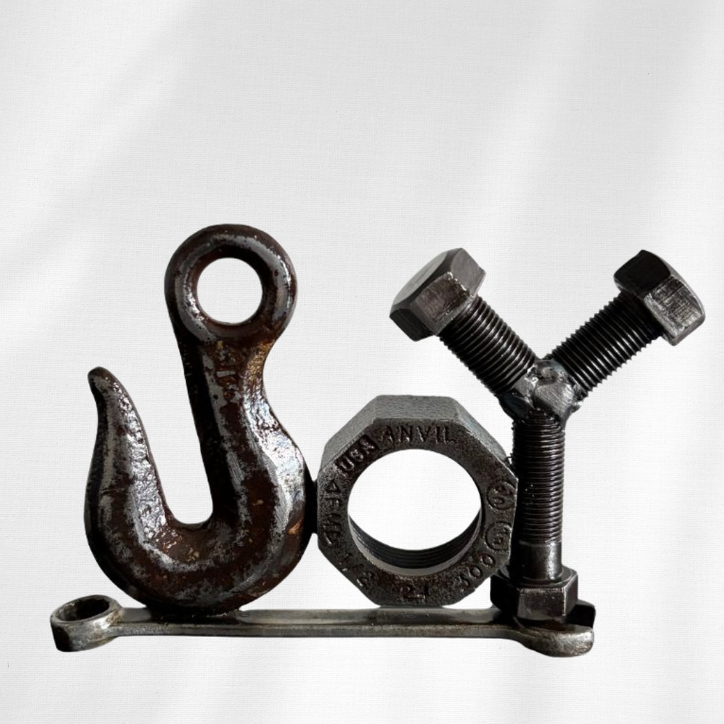 Upcycled Metal JOY Sign – Handmade from Tools & Hardware – Industrial Rustic Home Decor