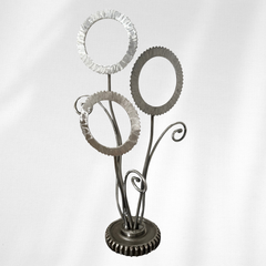 Upcycled Metal Flower Bouquet Sculpture – Handmade Recycled Steel Garden Art, One-of-a-Kind Industrial Flower Decor