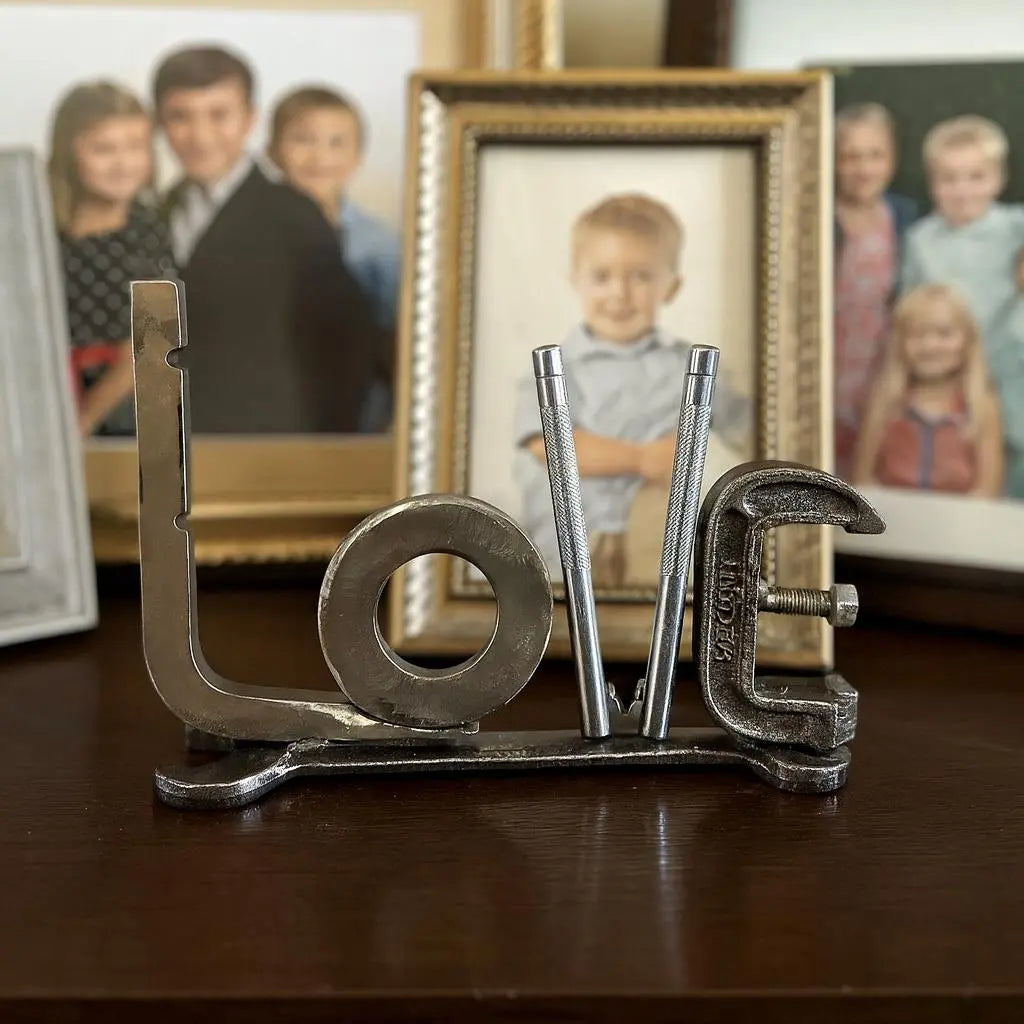 Upcycled Metal LOVE Sign – Handmade from Tools & Hardware – Industrial Home Decor