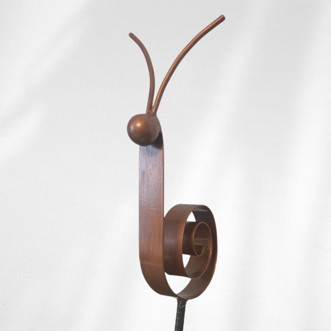 Spanish Copper Metal Snail Garden Art – Handmade Outdoor Yard Decor
