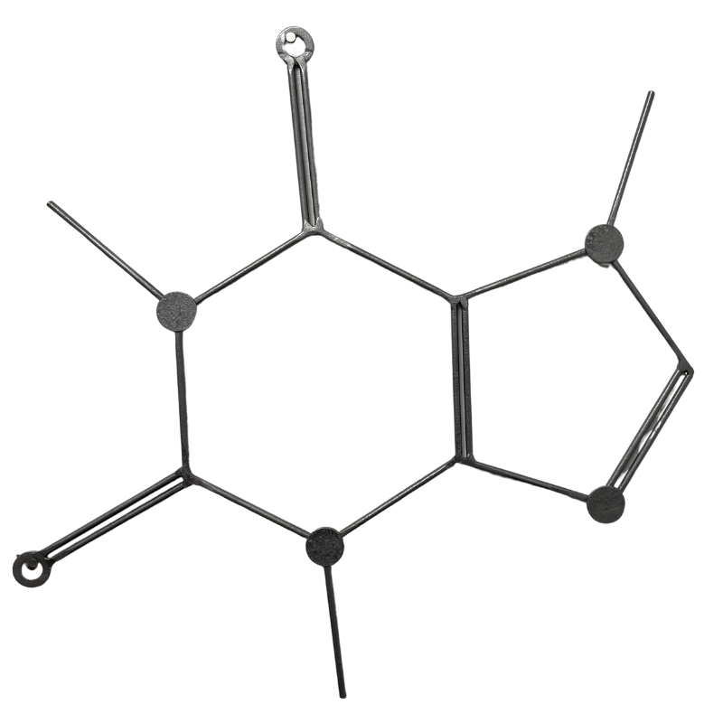 Caffeine Molecule Wall Art – Handmade Metal Coffee Molecule Decor – Modern Chemistry Wall Hanging for Kitchen, Coffee Bar, or Office