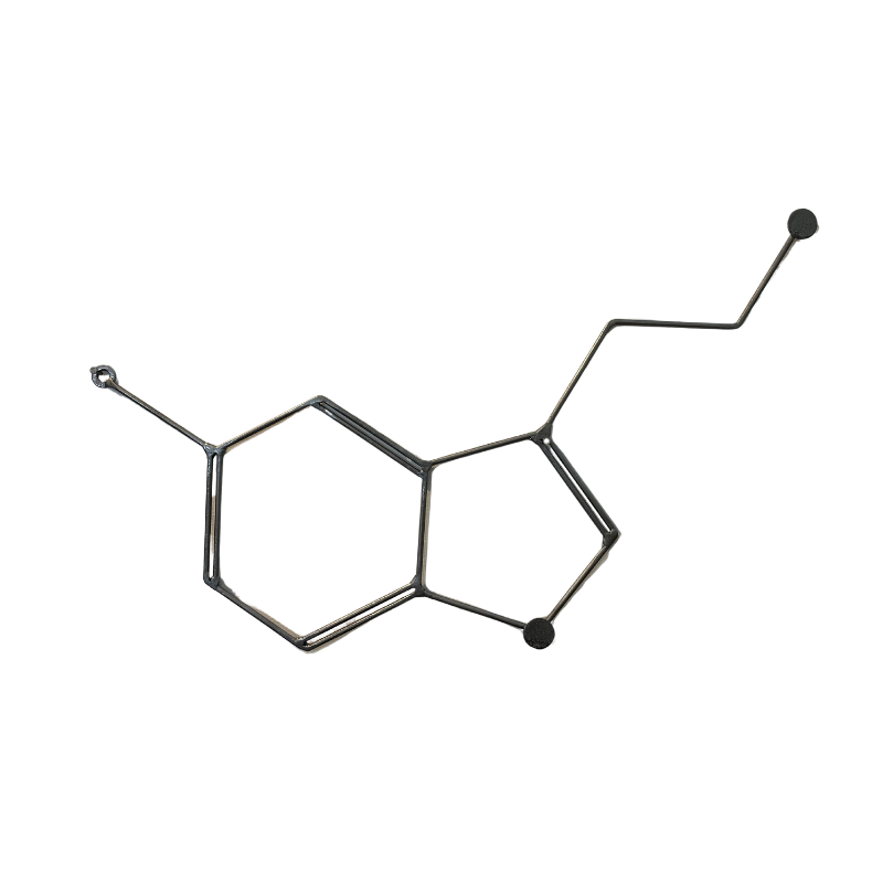 Serotonin Molecule Wall Art – Handmade Metal Serotonin Chemistry Decor – Happiness Molecule Wall Hanging for Bedroom, Office, or Self-Care Space