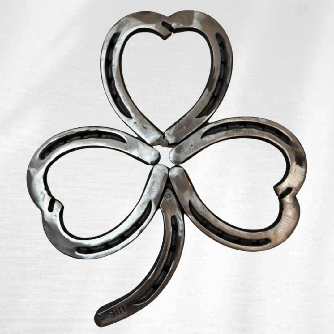 Horseshoe Shamrock Wall Art – Handmade Metal Wall Décor – Steel Shamrock Home Accent – Lucky Shamrock Wall Decoration