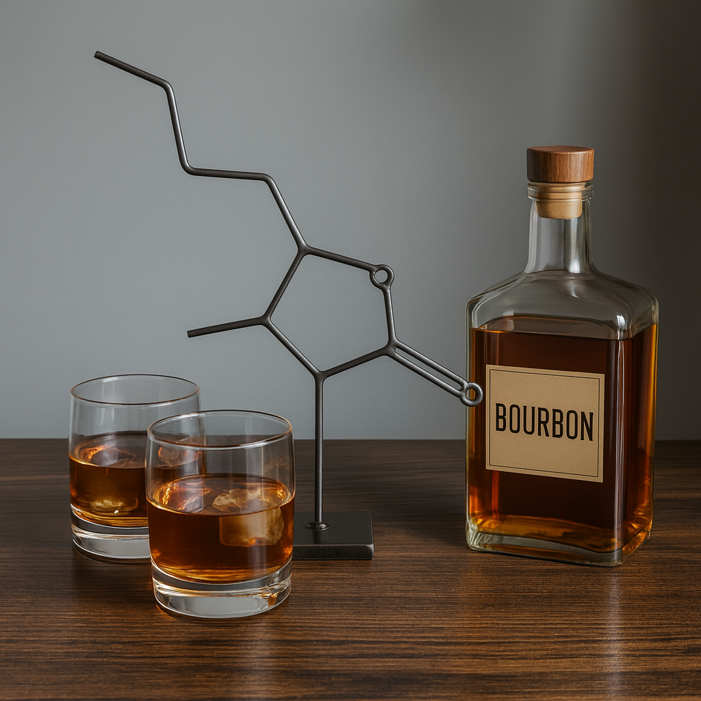 Bourbon Molecule Sculpture – Handmade Metal Bourbon Decor – Whiskey Lover Gift – Distillery Bar Art – Modern Industrial Tabletop Sculpture