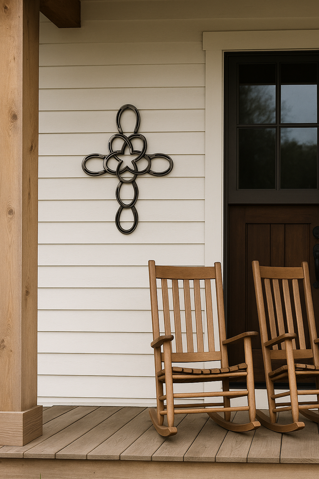 Celtic Horseshoe Cross – Handmade Metal Wall Cross – Interlocking Horseshoe Christian Decor – Rustic Faith Gift – Farmhouse Wall Art