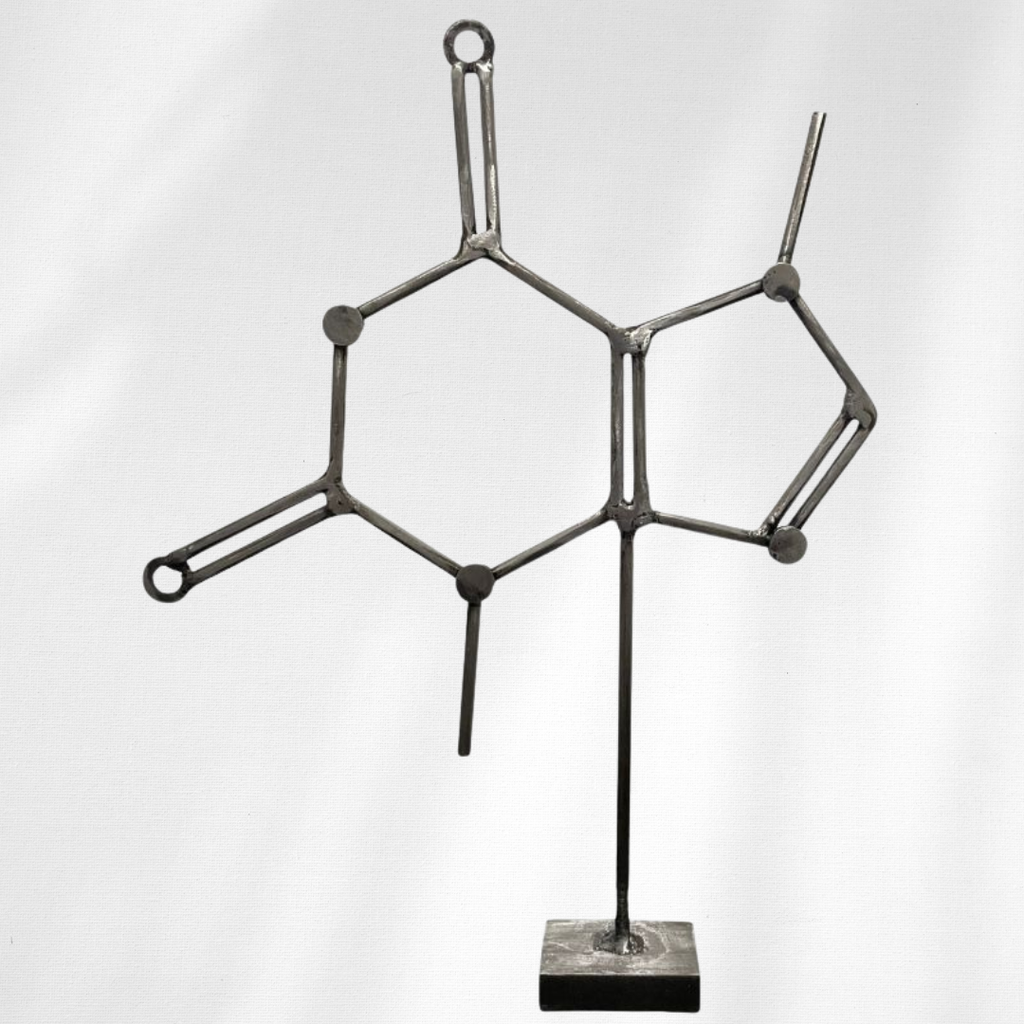 Chocolate Molecule Desktop Sculpture – Handmade Metal Chocolate Molecule Art – Science Decor for Kitchen, Office, or Gift – Chocolate Lover Desk Ornament