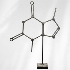 Chocolate Molecule Desktop Sculpture – Handmade Metal Chocolate Molecule Art – Science Decor for Kitchen, Office, or Gift – Chocolate Lover Desk Ornament