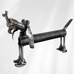 Handmade Metal Dachshund Sculpture – Recycled Scrap Metal Dog Art – Rustic Home & Garden Decor