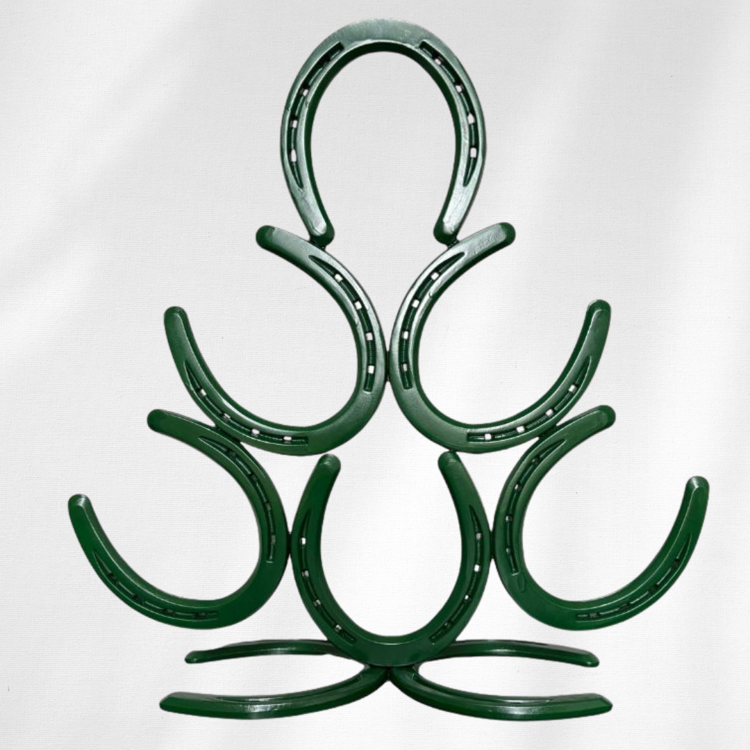 Dark Green Painted Horseshoe Christmas Tree – Handmade Metal Holiday Decor – Horseshoe Tree Sculpture – Rustic Farmhouse Christmas Decoration