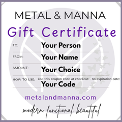 Metal & Manna Gift Card – Handcrafted Metal Art Gift Certificate