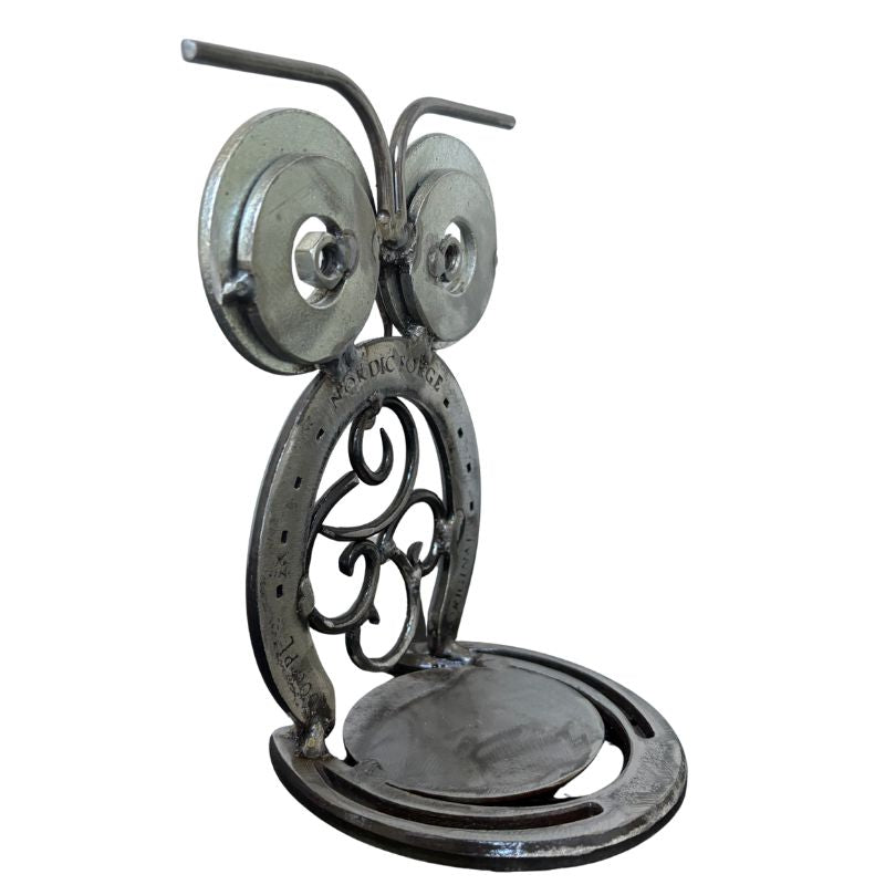 Horseshoe Owl Metal Art – Candle Holder, Plant Stand, or Doorstop – Handmade Steel Owl Decor - 2