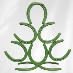 Moss Green Painted Horseshoe Christmas Tree – Handmade Metal Holiday Decor – Horseshoe Tree Sculpture – Rustic Farmhouse Christmas Decoration