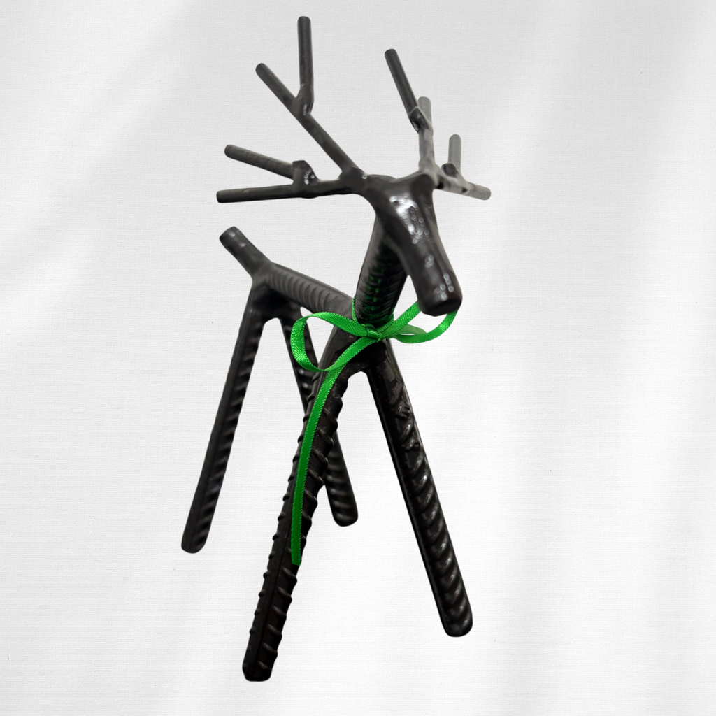 Painted Rebar Reindeer Metal Art Sculpture – Handmade Christmas Tabletop Decor – Industrial Holiday Centerpiece – Metal & Manna Rebar Reindeer #10