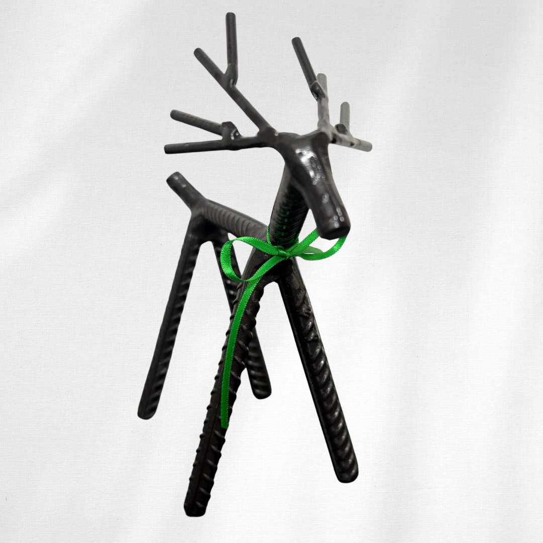 Painted Rebar Reindeer Metal Art Sculpture – Handmade Christmas Tabletop Decor – Industrial Holiday Centerpiece – Metal & Manna Rebar Reindeer #10