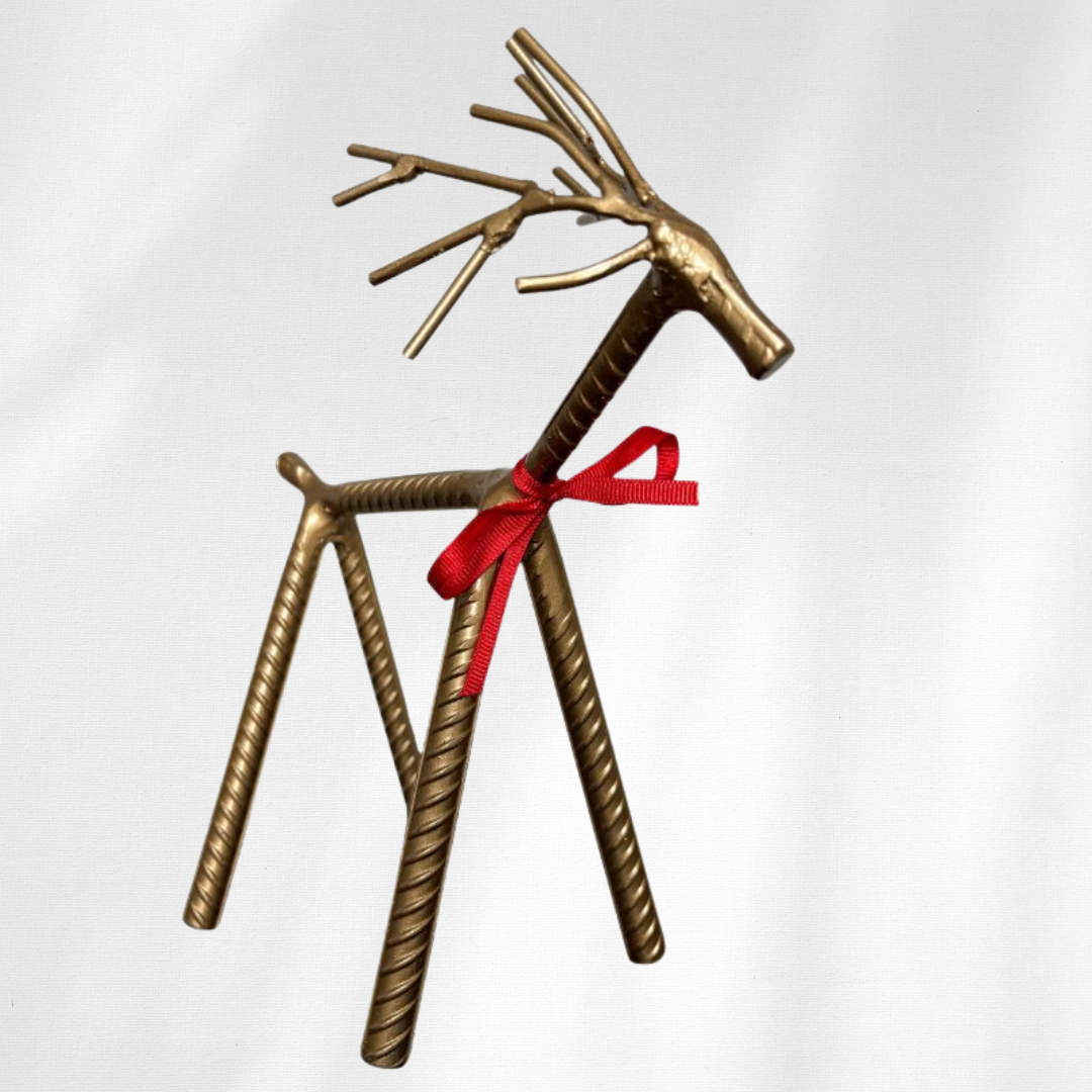 Painted Rebar Reindeer Metal Art Sculpture – Handmade Christmas Tabletop Decor – Industrial Holiday Centerpiece – Metal & Manna Rebar Reindeer #4