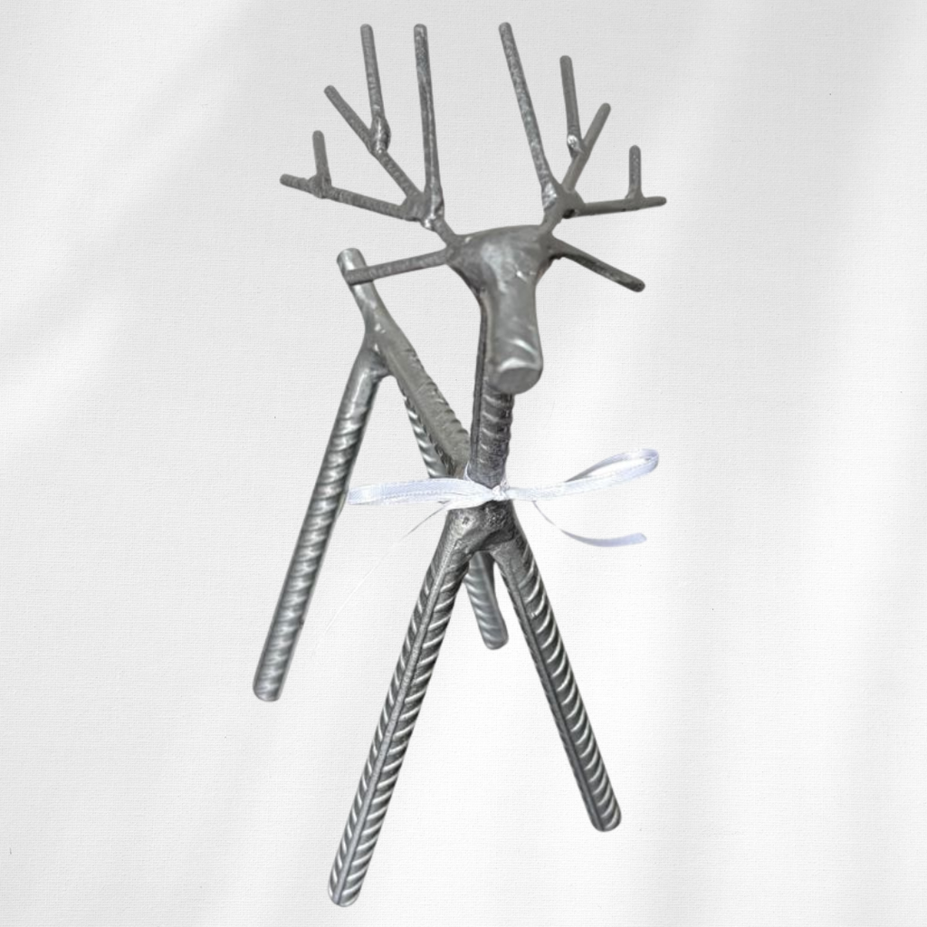Painted Rebar Reindeer Metal Art Sculpture – Handmade Christmas Tabletop Decor – Industrial Holiday Centerpiece – Metal & Manna Rebar Reindeer #6