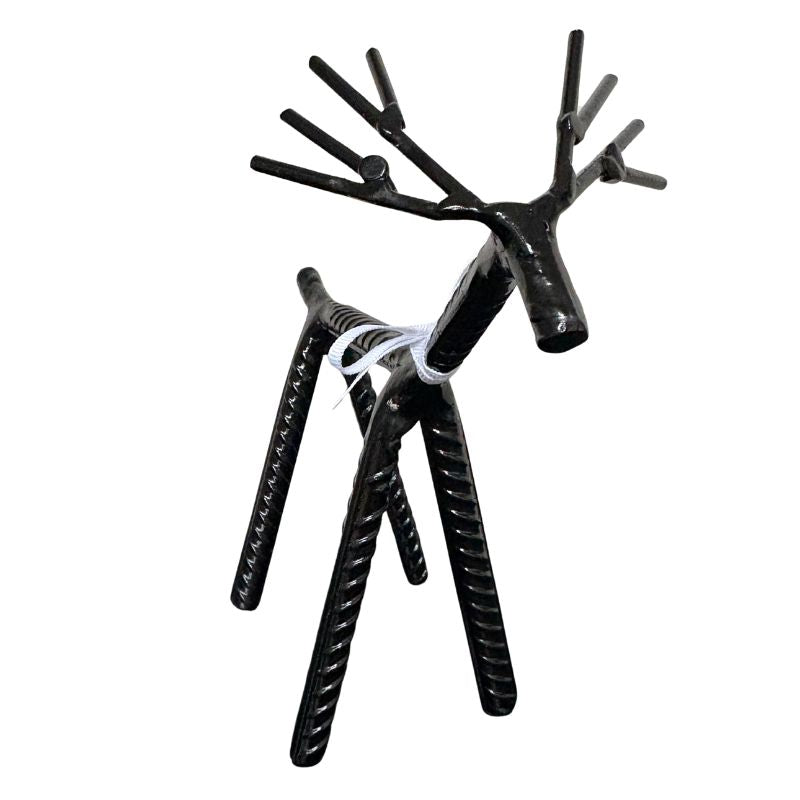 Painted Rebar Reindeer Metal Art Sculpture – Handmade Christmas Tabletop Decor – Industrial Holiday Centerpiece – Metal & Manna Rebar Reindeer #1