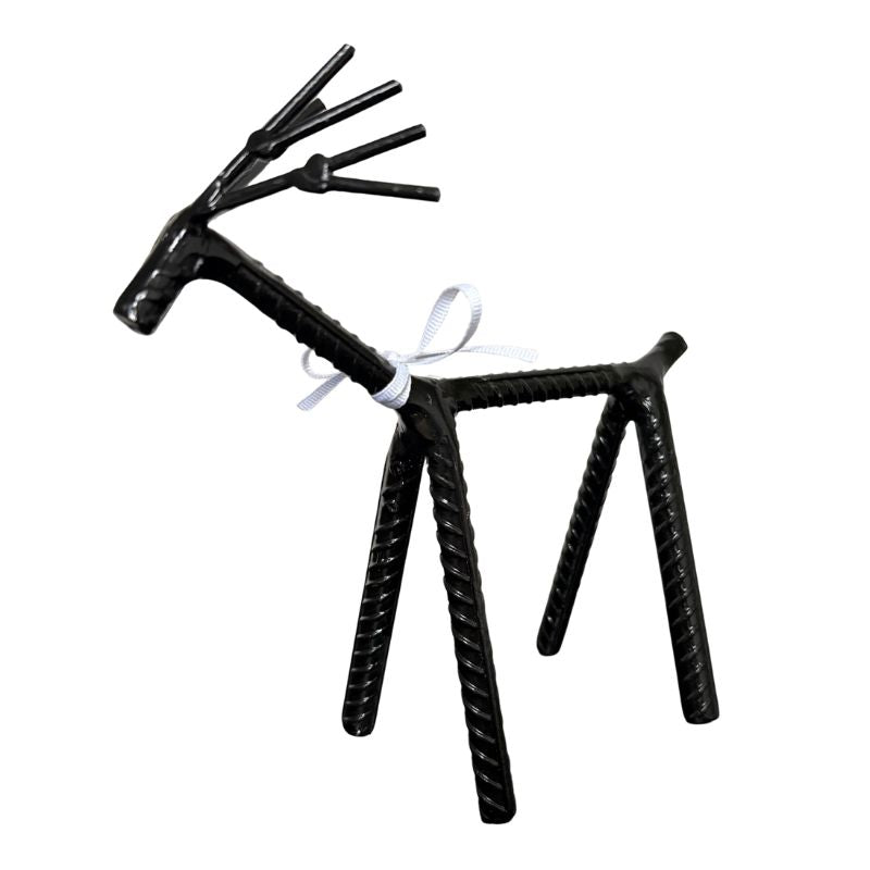 Painted Rebar Reindeer Metal Art Sculpture – Handmade Christmas Tabletop Decor – Industrial Holiday Centerpiece – Metal & Manna Rebar Reindeer #1