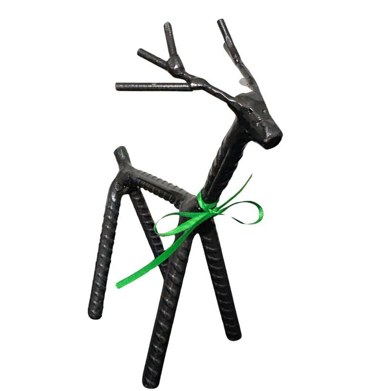 Painted Rebar Reindeer Metal Art Sculpture – Handmade Christmas Tabletop Decor – Industrial Holiday Centerpiece – Metal & Manna Rebar Reindeer #3