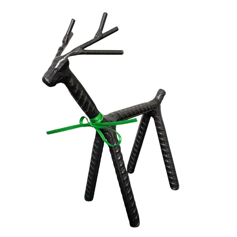 Painted Rebar Reindeer Metal Art Sculpture – Handmade Christmas Tabletop Decor – Industrial Holiday Centerpiece – Metal & Manna Rebar Reindeer #3