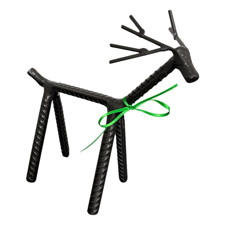 Painted Rebar Reindeer Metal Art Sculpture – Handmade Christmas Tabletop Decor – Industrial Holiday Centerpiece – Metal & Manna Rebar Reindeer #7