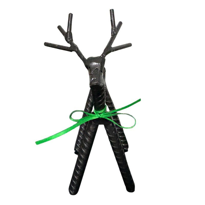 Painted Rebar Reindeer Metal Art Sculpture – Handmade Christmas Tabletop Decor – Industrial Holiday Centerpiece – Metal & Manna Rebar Reindeer #3