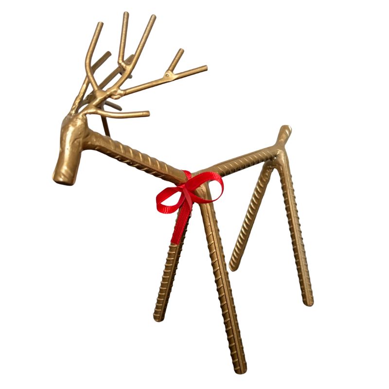Painted Rebar Reindeer Metal Art Sculpture – Handmade Christmas Tabletop Decor – Industrial Holiday Centerpiece – Metal & Manna Rebar Reindeer #4
