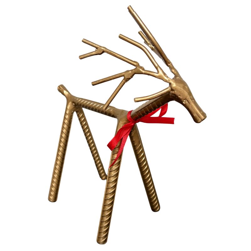 Painted Rebar Reindeer Metal Art Sculpture – Handmade Christmas Tabletop Decor – Industrial Holiday Centerpiece – Metal & Manna Rebar Reindeer #4