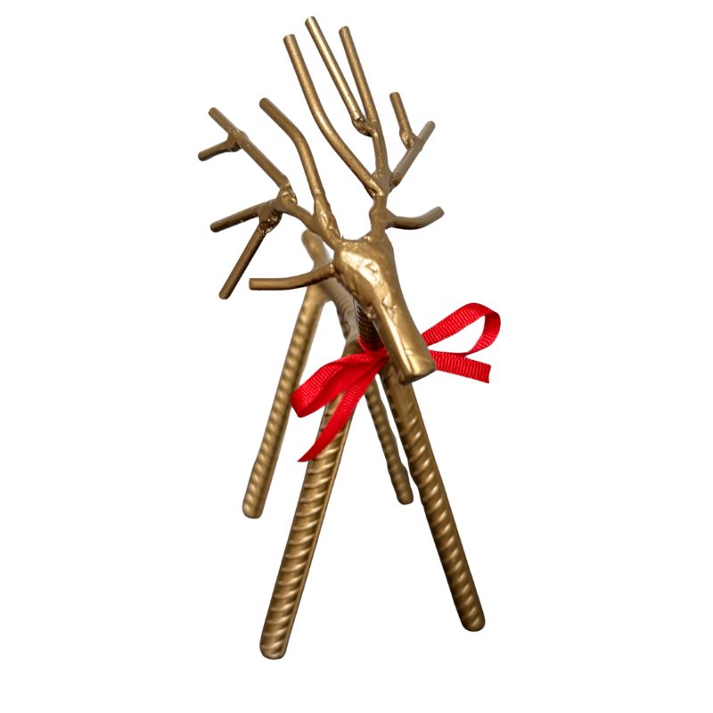 Painted Rebar Reindeer Metal Art Sculpture – Handmade Christmas Tabletop Decor – Industrial Holiday Centerpiece – Metal & Manna Rebar Reindeer #4