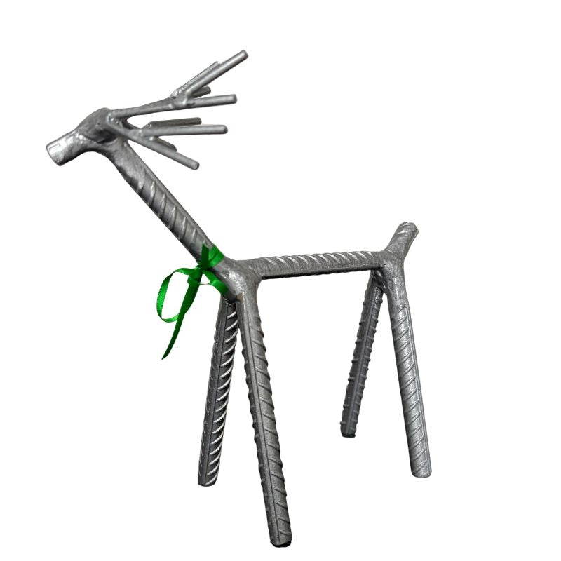 Painted Rebar Reindeer Metal Art Sculpture – Handmade Christmas Tabletop Decor – Industrial Holiday Centerpiece – Metal & Manna Rebar Reindeer #5