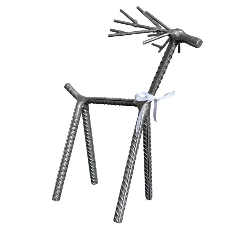 Painted Rebar Reindeer Metal Art Sculpture – Handmade Christmas Tabletop Decor – Industrial Holiday Centerpiece – Metal & Manna Rebar Reindeer #6