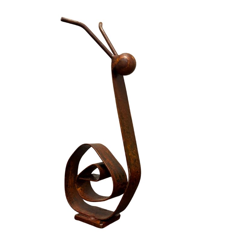 Rustic Metal Snail Sculpture – Handcrafted Tabletop Garden-Inspired Art in Weathered Rust Finish - 2