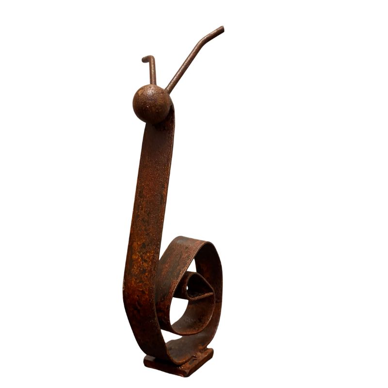 Rustic Metal Snail Sculpture – Handcrafted Tabletop Garden-Inspired Art in Weathered Rust Finish - 2