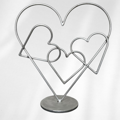 Silver Metal Heart Sculpture with Freely Moving Center Heart – Handmade Steel Desktop Art – Modern Heart Table Decor – Unique Gift for Someone You Love